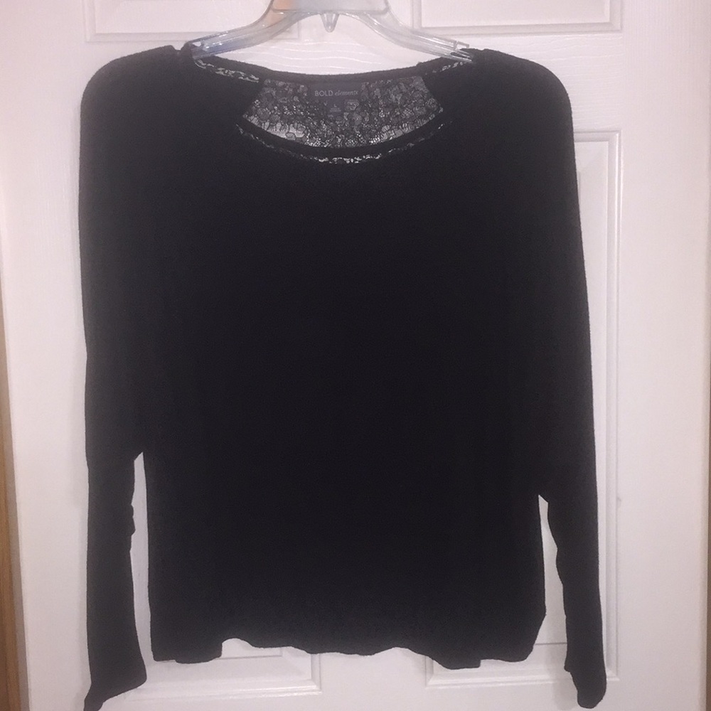 Black doleman sleeve sweater with back detail